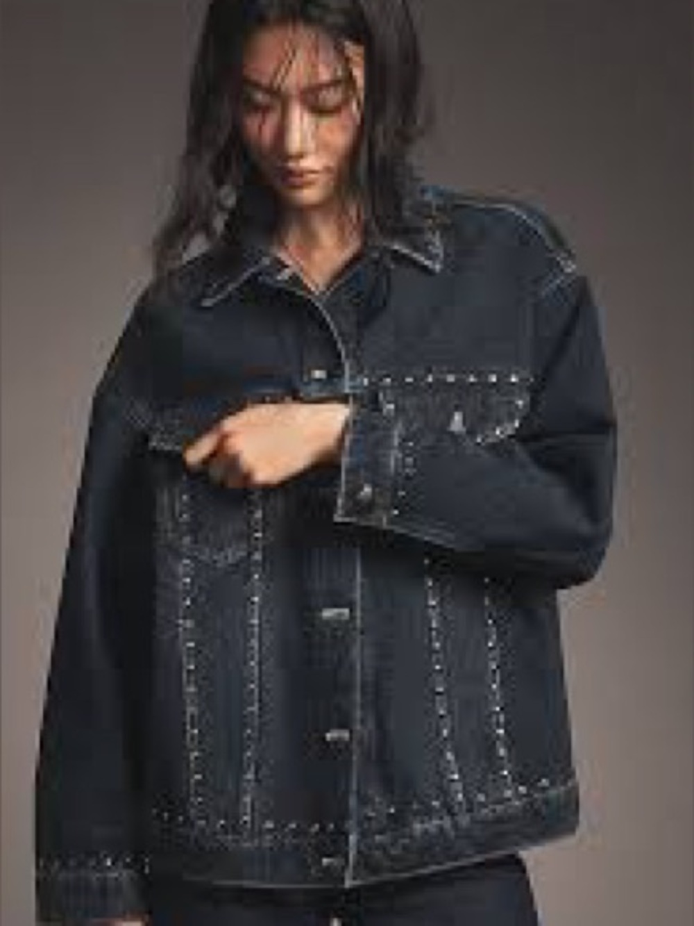 Pilcro for Anthropologie Weston Denim Boyfriend studded jacket